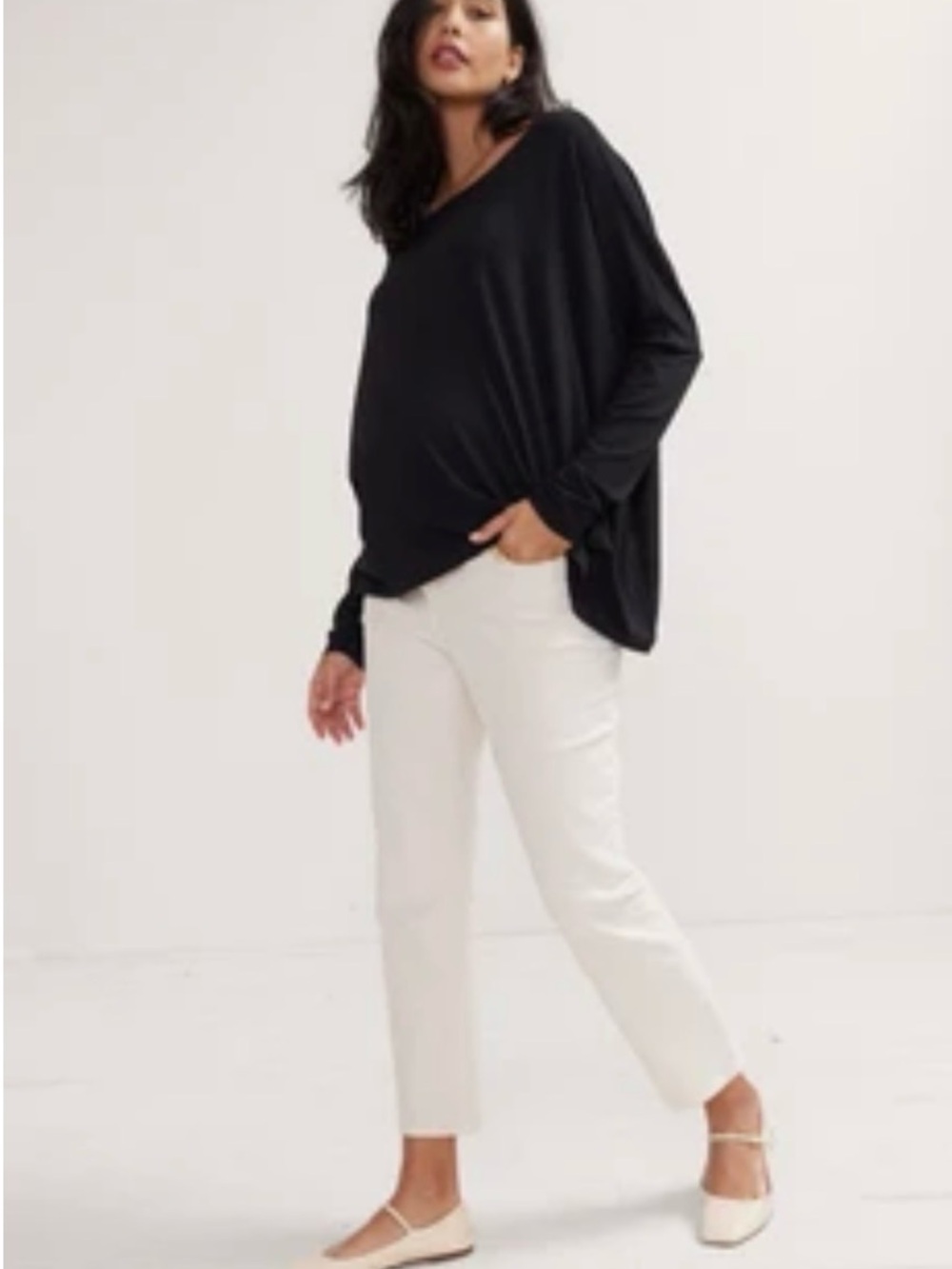 MATERNITY Hatch Women’s White Straight-Leg Jeans